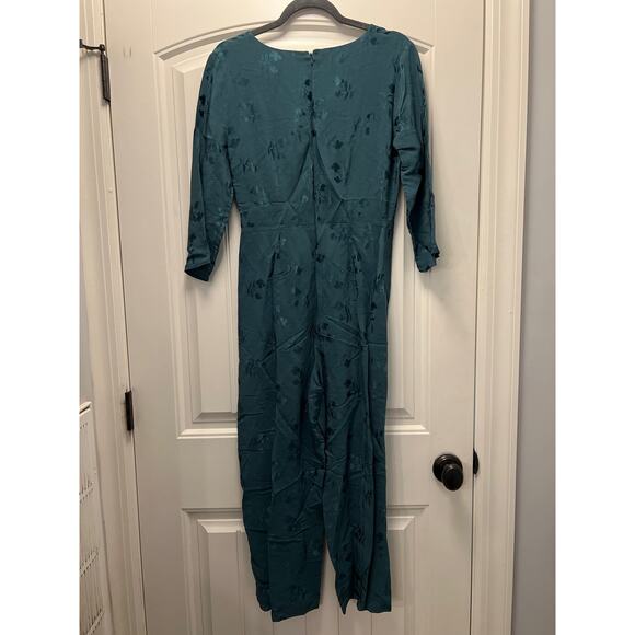 NWT‎ Miss Selfridge Women’s V-Neck 3/4 Sleeve Floral Cropped Jumpsuit Sz 6 Green - Picture 8 of 8